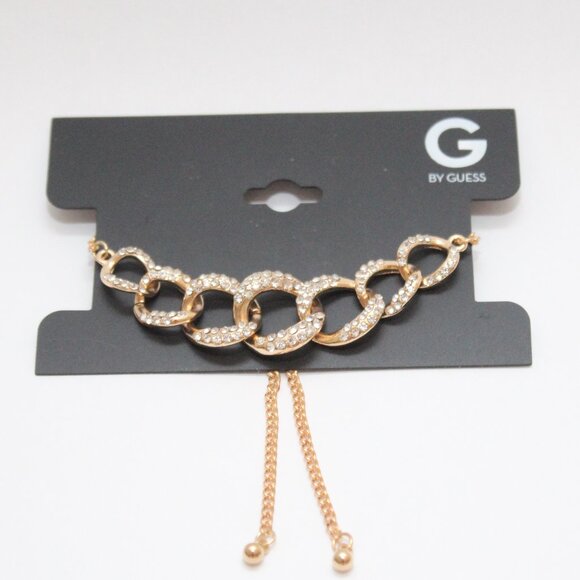 G by Guess women's chain Gold-Tone Rhinestone bracelet - Picture 1 of 8